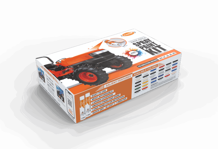 Coatee tractor spray paint touch-up kit contents - alternate view